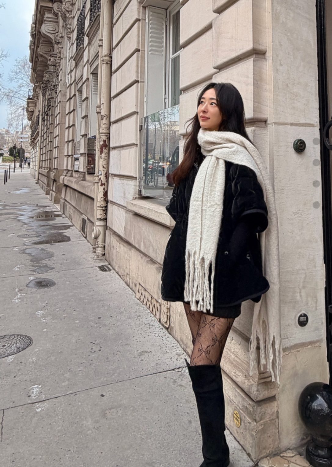 망사리본스타킹